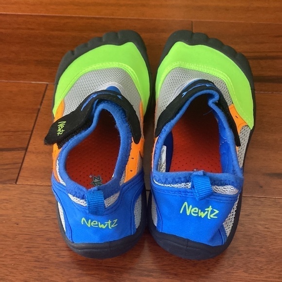 Blue, green, orange, black, and gray Newtz water shoes - Picture 4 of 8